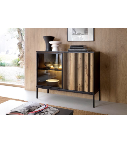 Ensemble meuble TV SENTO couleur Chêne Wotan / Noir